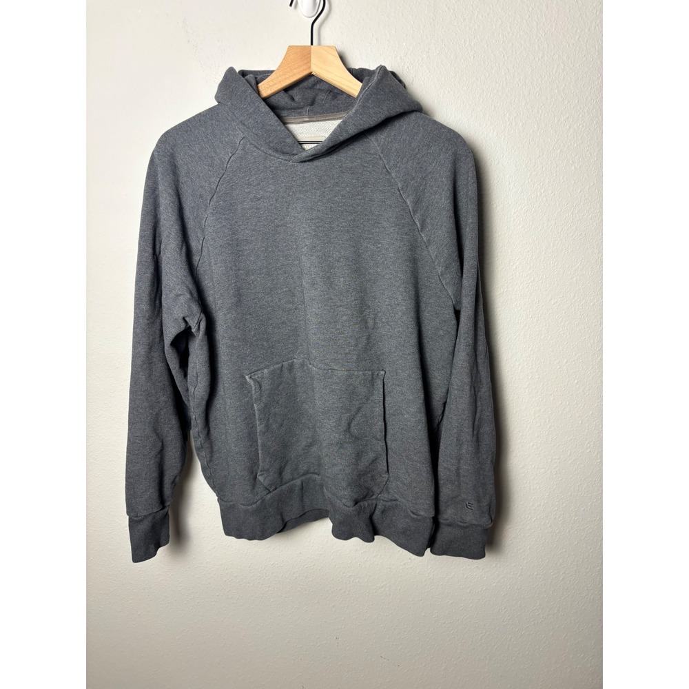 Everlane Mens Organic Cotton Track Hoodie Charcoal Grey Heather XL Raglan Sweat